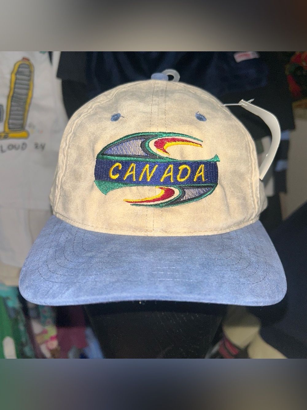 Rare 90s Canada Embroidered Baseball Cap - Blue and Cream